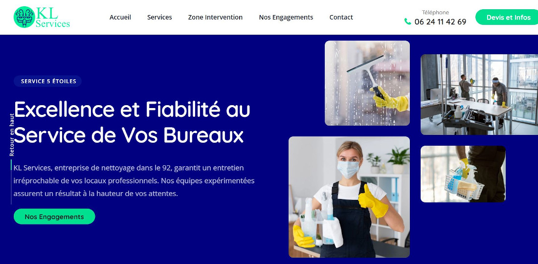 Site web de KL Service, nettoyage professionnel dans les Hauts-de-Seine