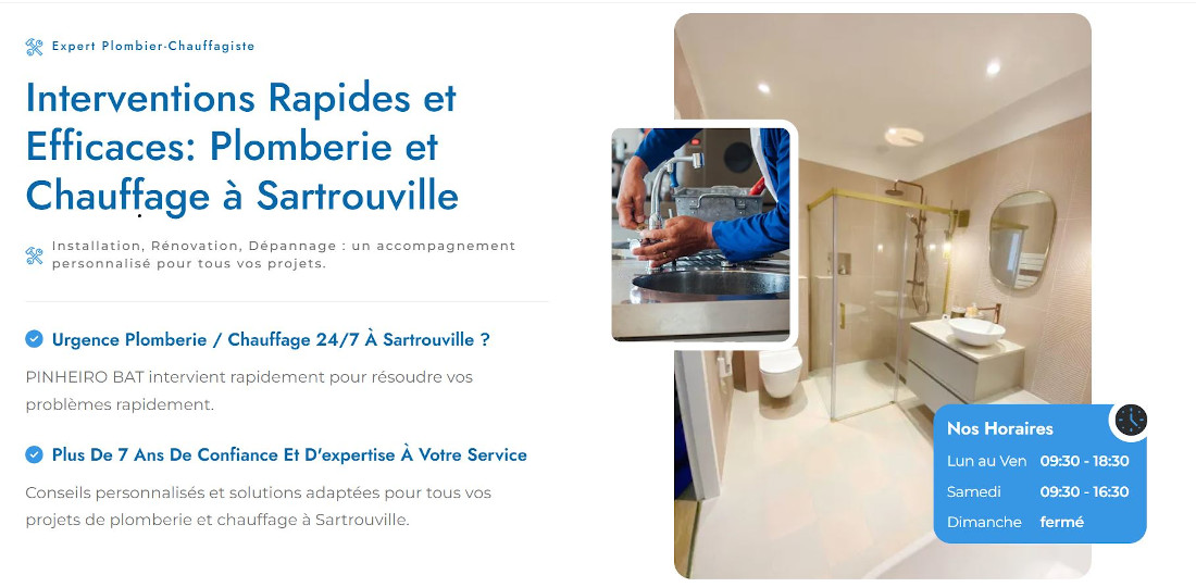 Site web de Pinheiro Bat, plombier chauffagiste à Sartrouville